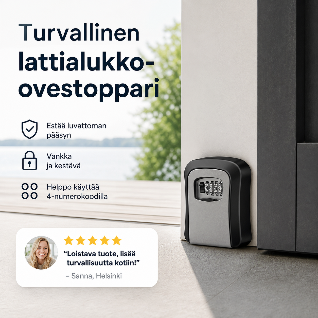 Turvallinen lattialukko-ovestoppari