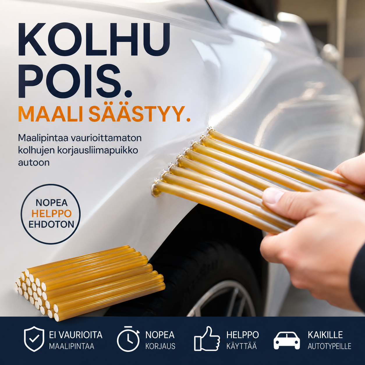 Maalipintaa vaurioittamaton kolhujen korjausliimapuikko autoon