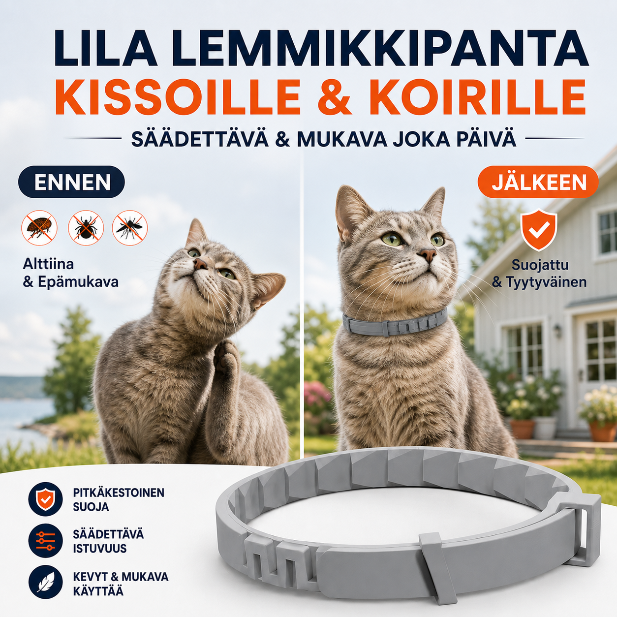 ⏰ 50 % alennus rajoitetun ajan – nopeimmat ehtivät! Lila lemmikkipanta kissoille ja koirille 🐾