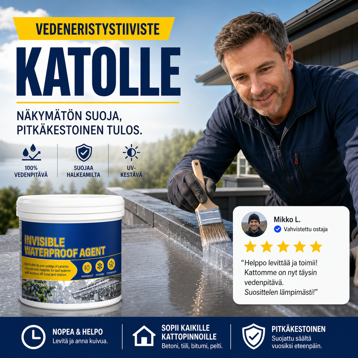 Kirkas ja näkymätön vedeneristystiiviste katolle, seinälle ja tiskialtaalle, 100 g