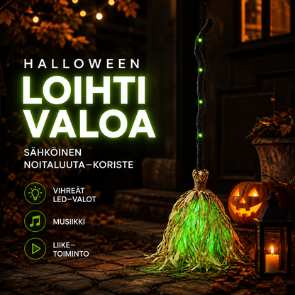 Halloween-sähköinen noitaluuta-koriste