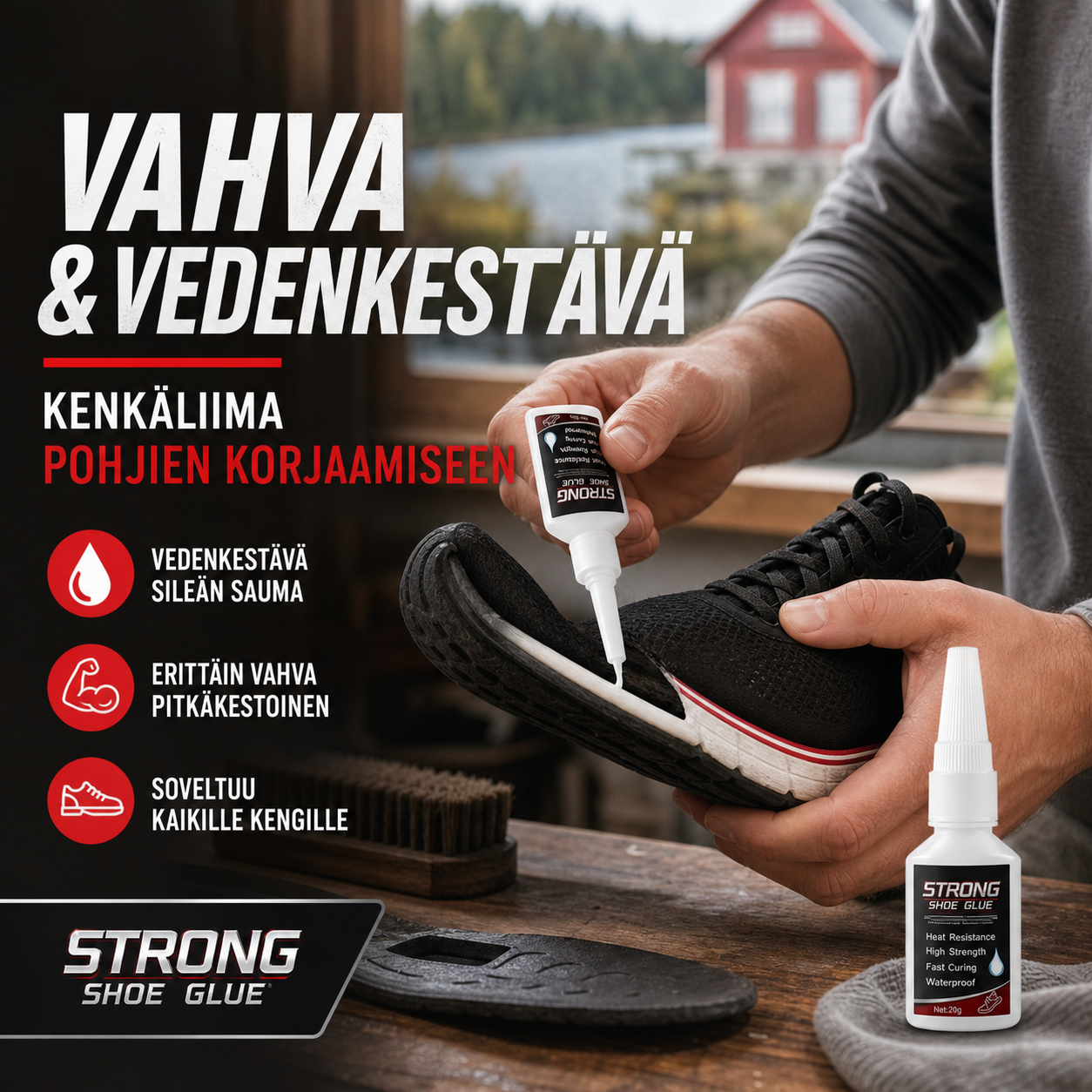 Vedenkestävä kenkäliima pohjille
