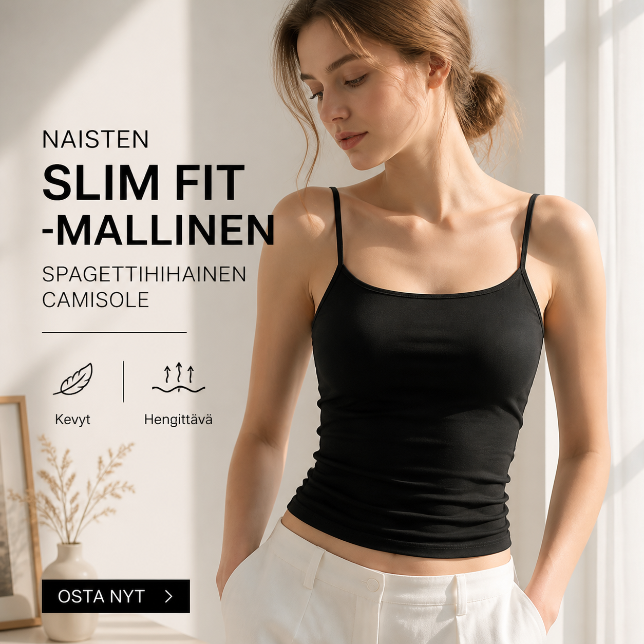 Naisten slim fit -mallinen spagettihihainen camisole