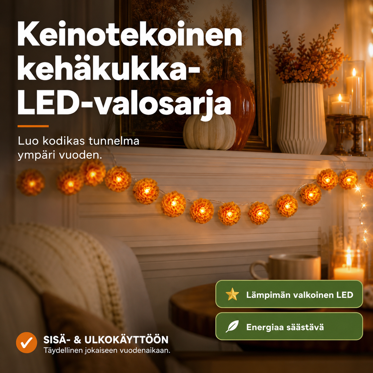 Keinotekoinen kehäkukka-LED-valosarja