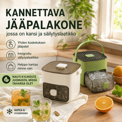 🧊Kannettava jääpalakone, jossa on kansi ja säilytyslaatikko (48 kuutiota)