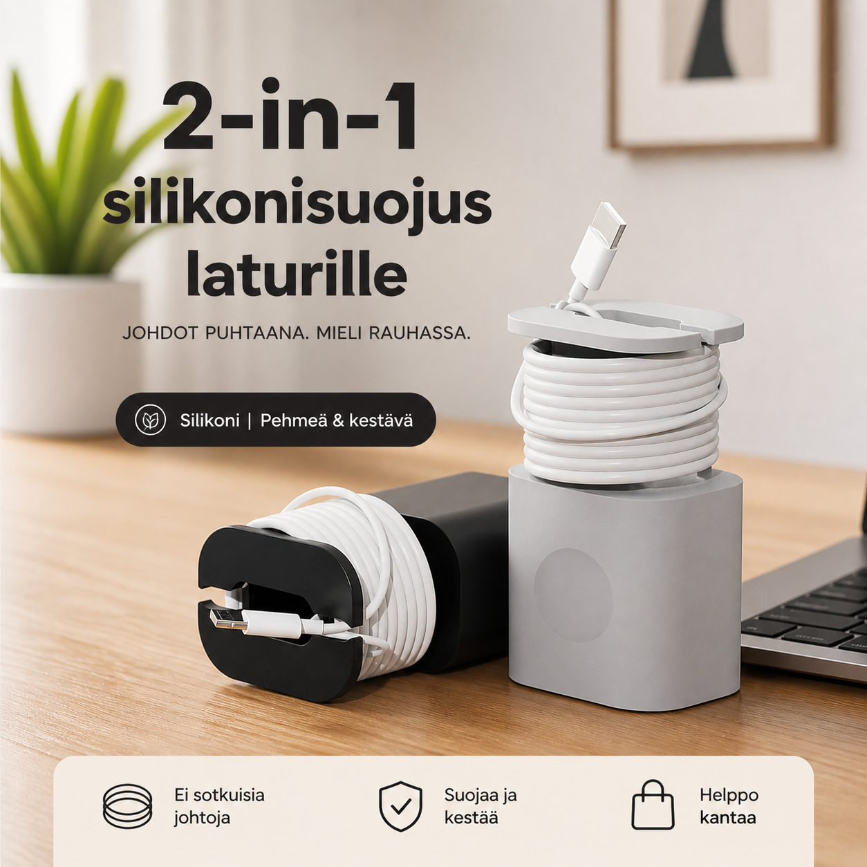 ✨ Rajoitetun ajan tarjous ✨2-in-1 silikonisuojus laturille