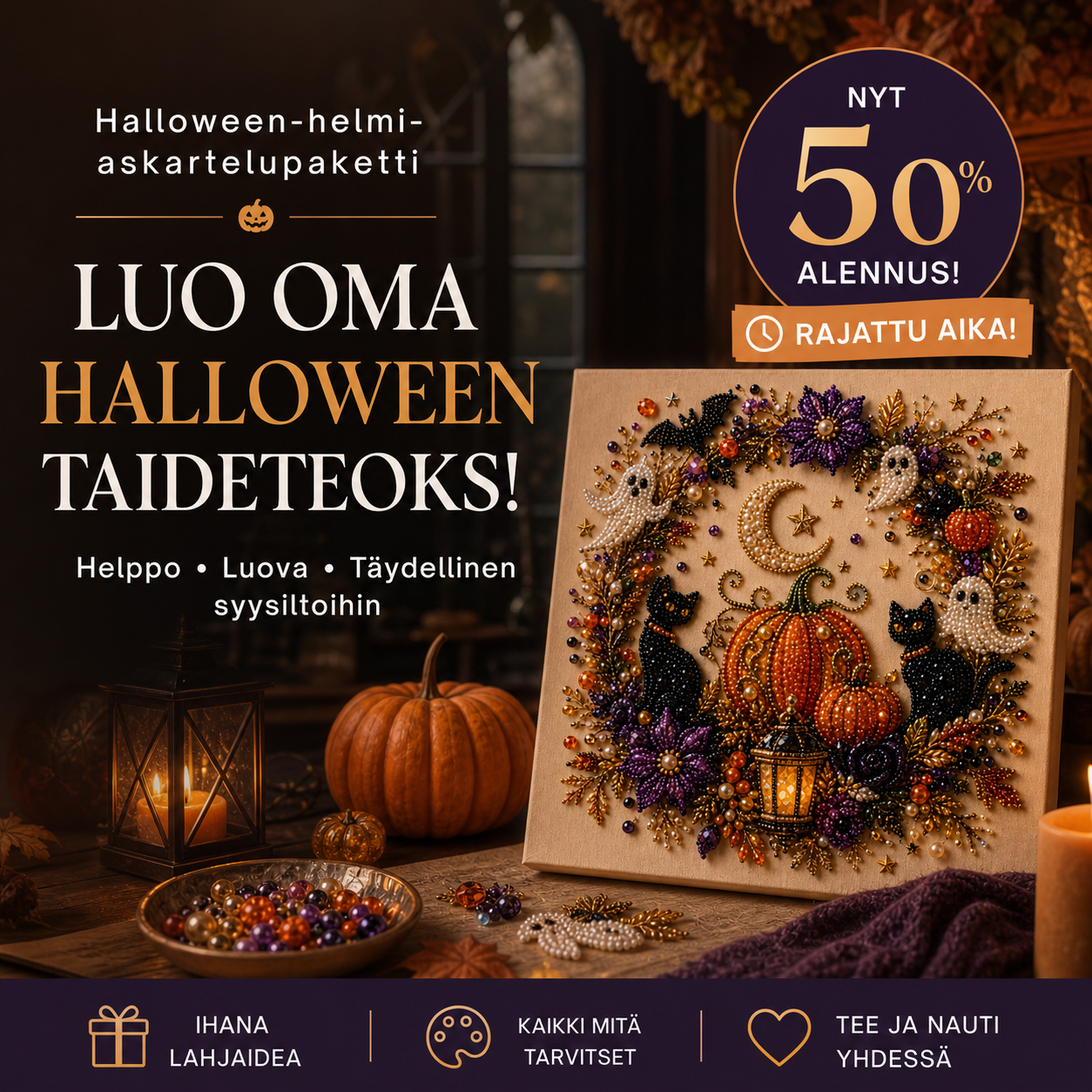 🔥 Viimeinen päivä, 50 %:n alennus  👻✨ Halloween-helmi-askartelupaketti – Muuta pienet helmet kammottavan söpöiksi taikuuksiksi