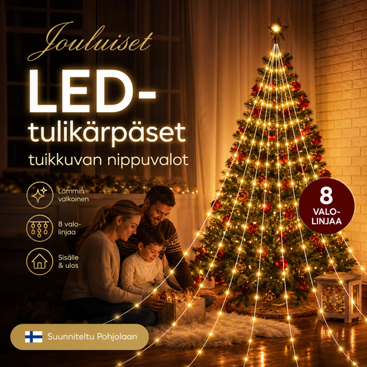Jouluiset LED-tulikärpäset tuikkuvan nippuvalot