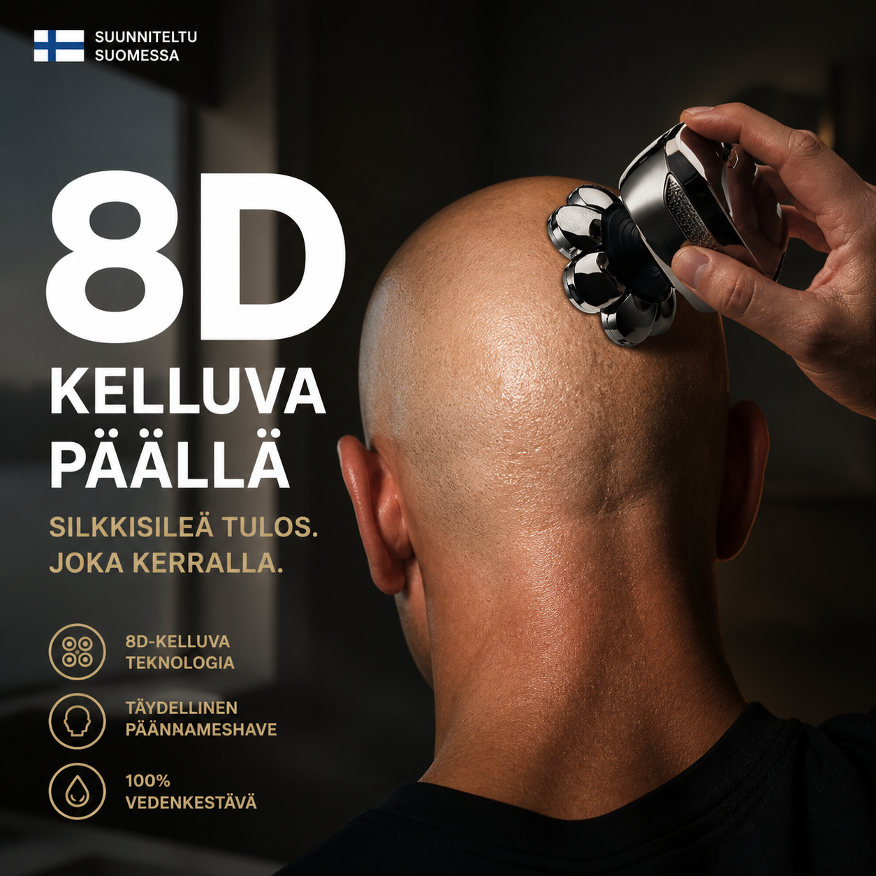 8D-kelluva päällä varustettu sähköparranajokone