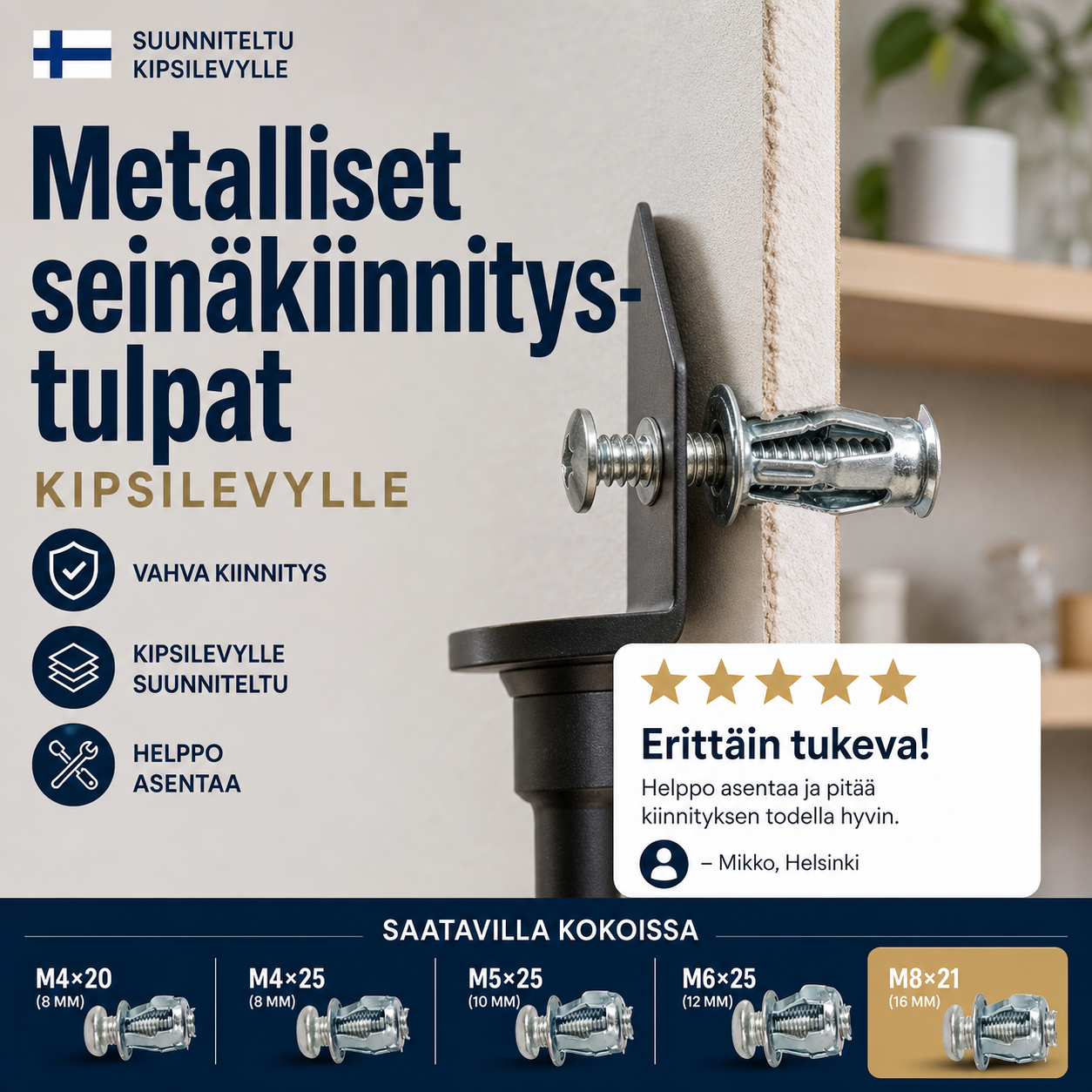 ❄️ PIKATARJOUS: 50% ALENNUS! 🔩 Metalliset seinäkiinnitystulpat kipsilevyille – Hiiliterästä – Vankka laajennus hyllyille ja seinäkiinnityksille 🛠️