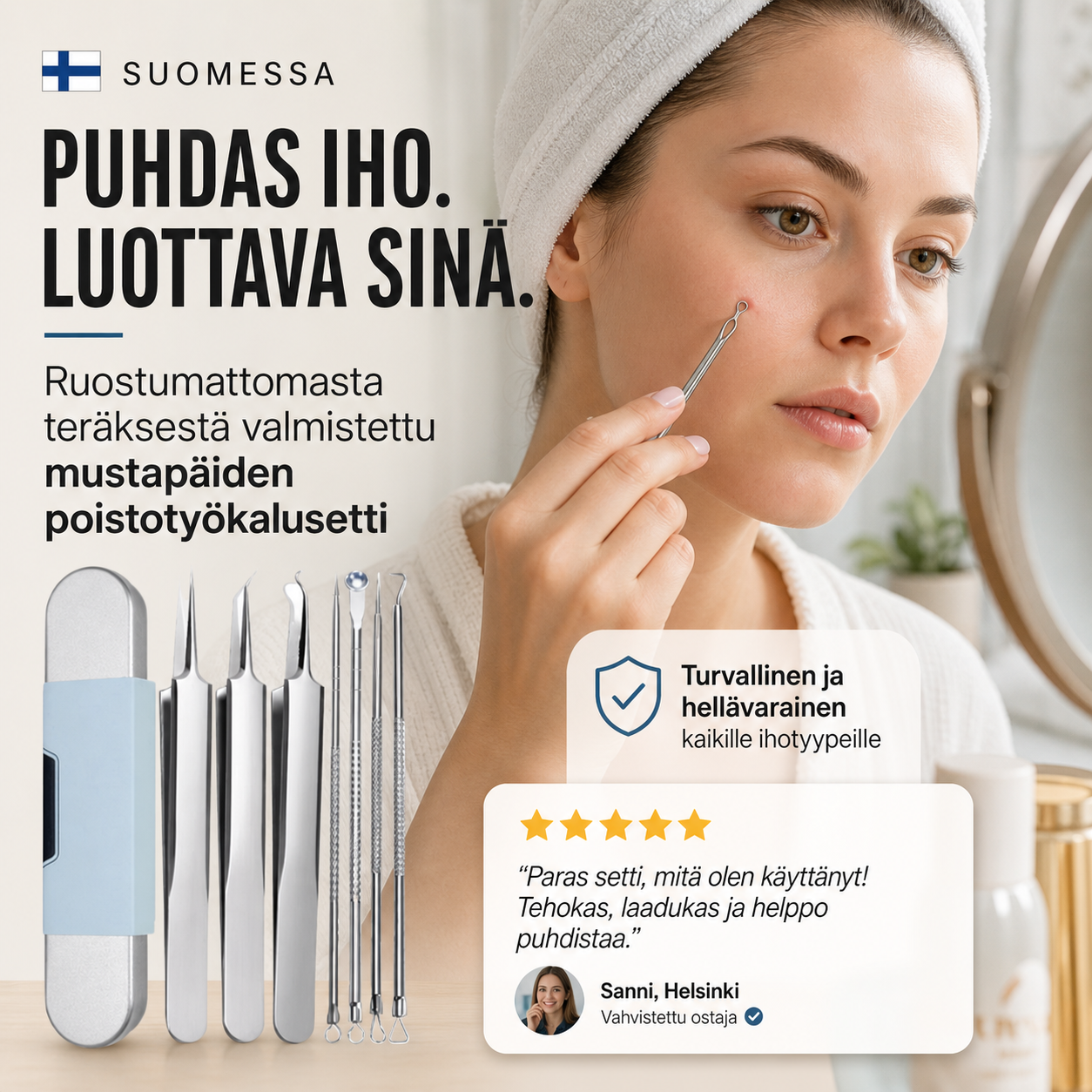 🔥2025 KUUMAT ALENNUSMYynnit🔥 Ruostumattomasta teräksestä valmistettu mustapäiden poistotyökalusetti