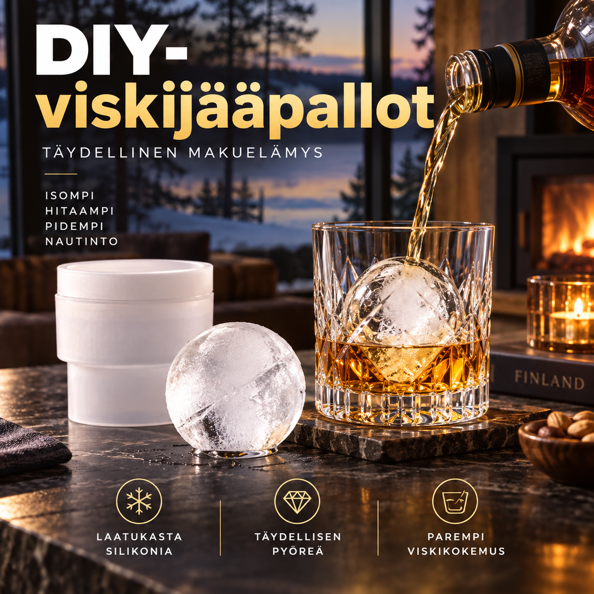 ❄️ DIY-viskijääpallot – hidas sulaminen, ei laimennettua makua!