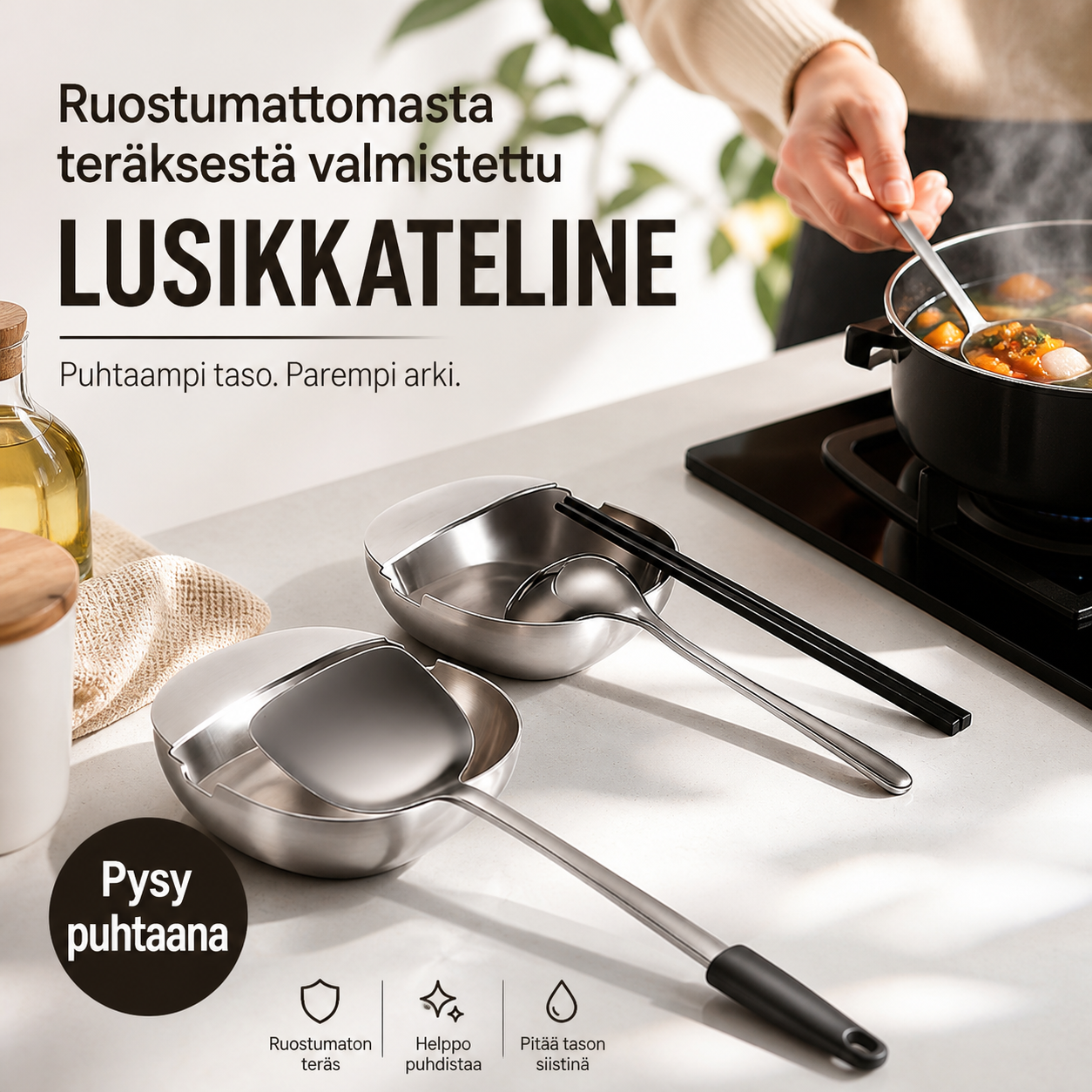 💎 -55% ALENNUS! 💎 Ruostumattomasta teräksestä valmistettu lusikkateline – Ruostumaton, tippaa keräävä ja tilaa säästävä keittiön välttämättömyys 🥄✨