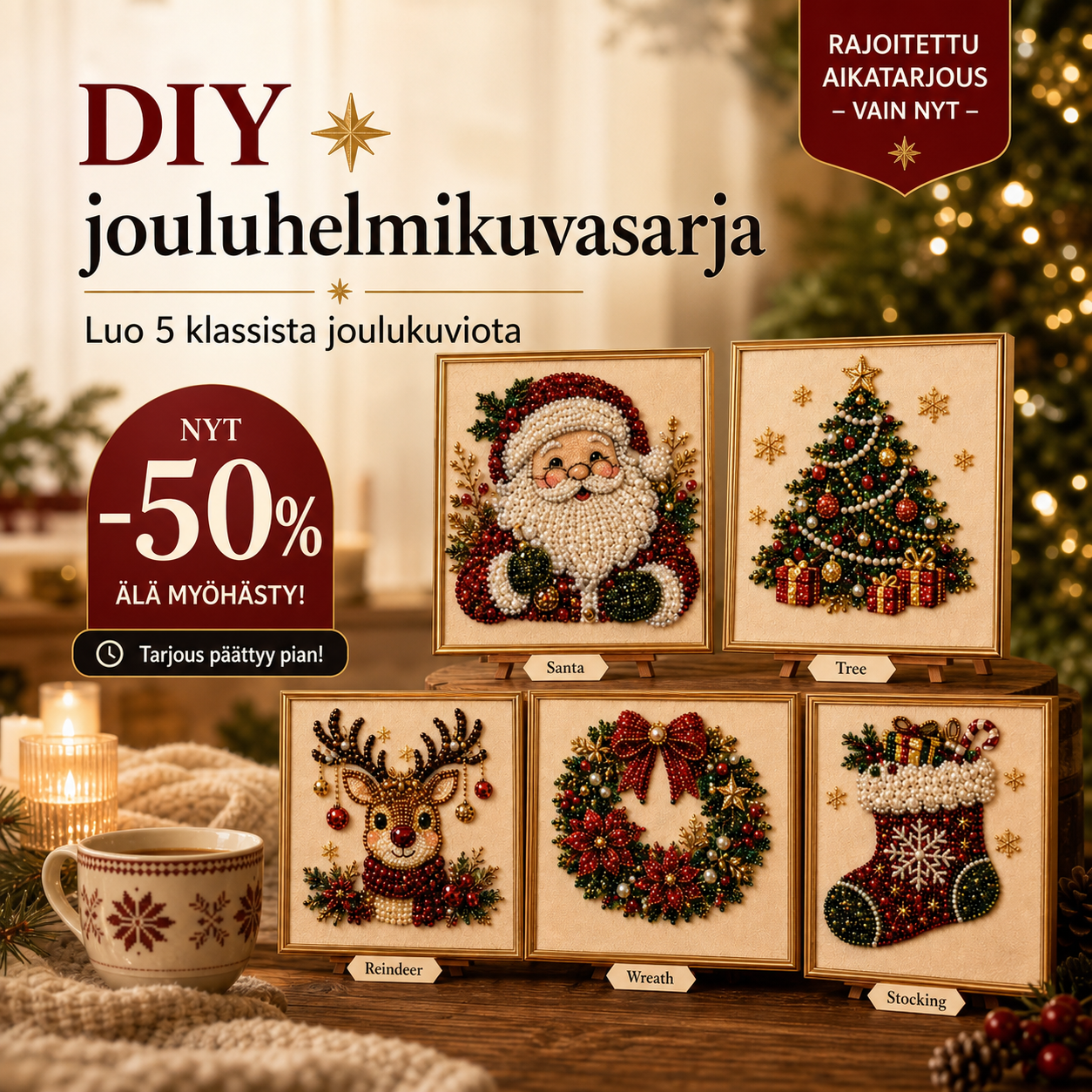 🧘Rentouttava ja aloittelijaystävällinen - 🎨💎DIY-jouluhelmikuvasarja