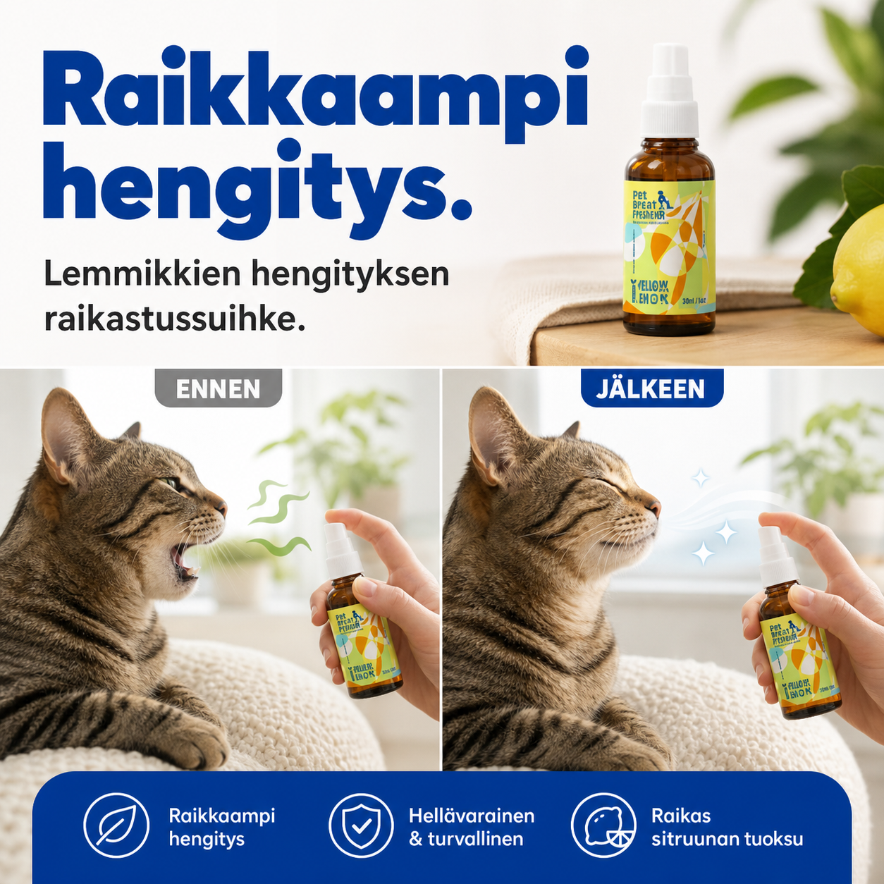 Lemmikkien hengityksen raikastussuihke