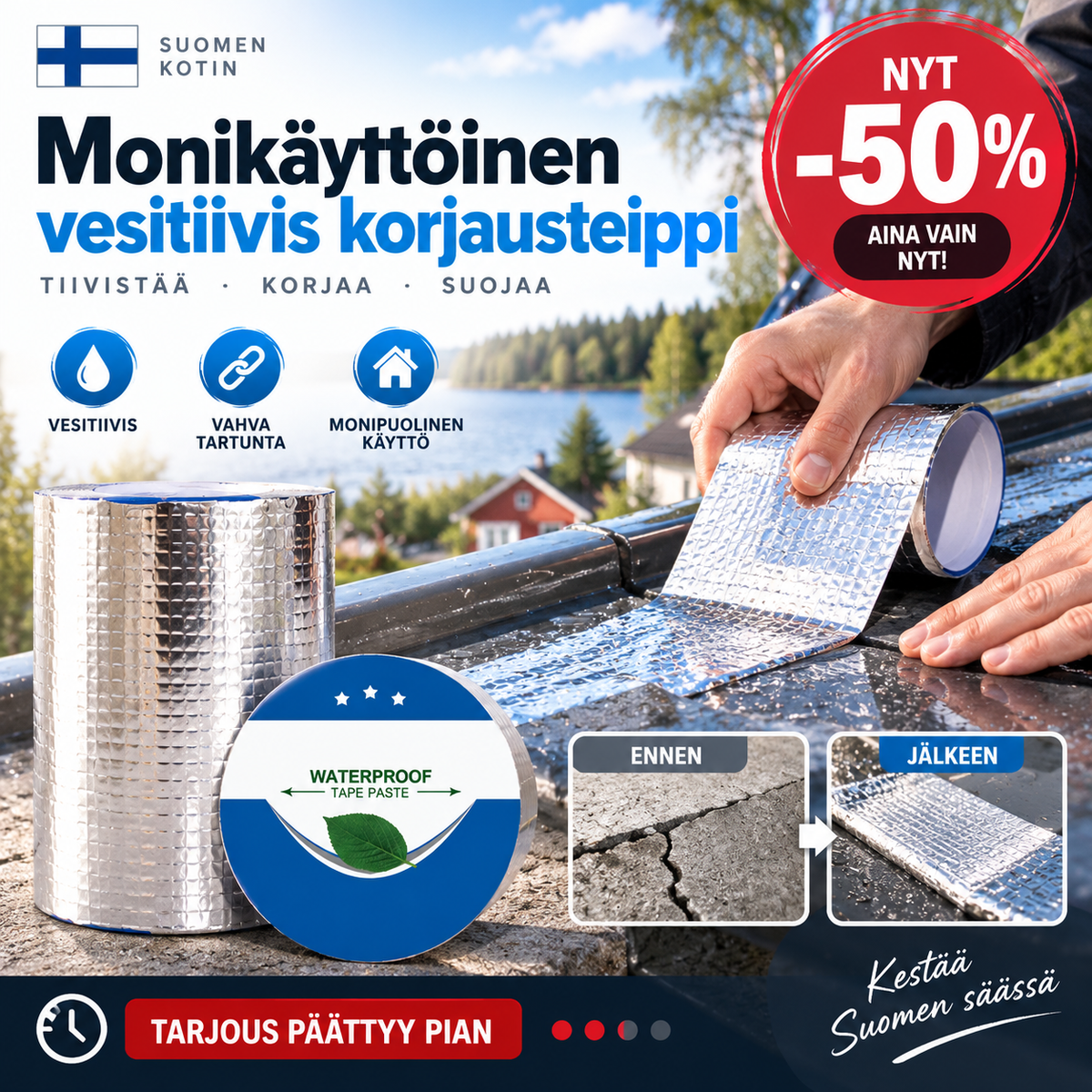 🎉 Monikäyttöinen vesitiivis korjausteippi