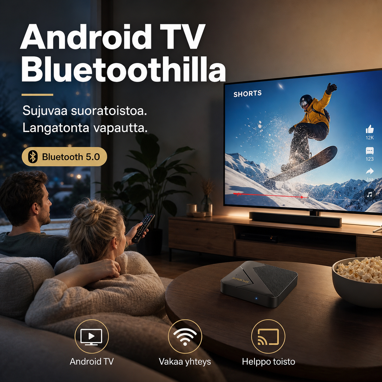 ⏳🔥RAJOITETUN AJAN TARJOUS: 50 % ALENNUS! Android TV -laite, jossa on Bluetooth