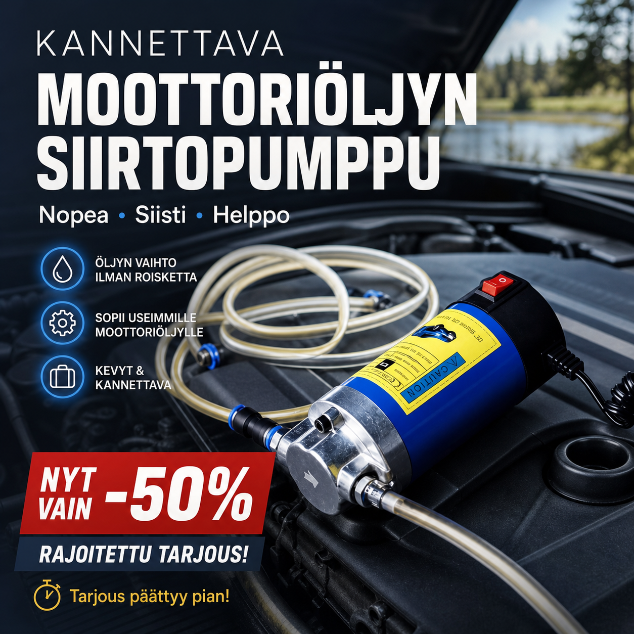📢📢 50% ALENNUS !! ⏰ Kannettava moottoriöljyn siirtopumppu