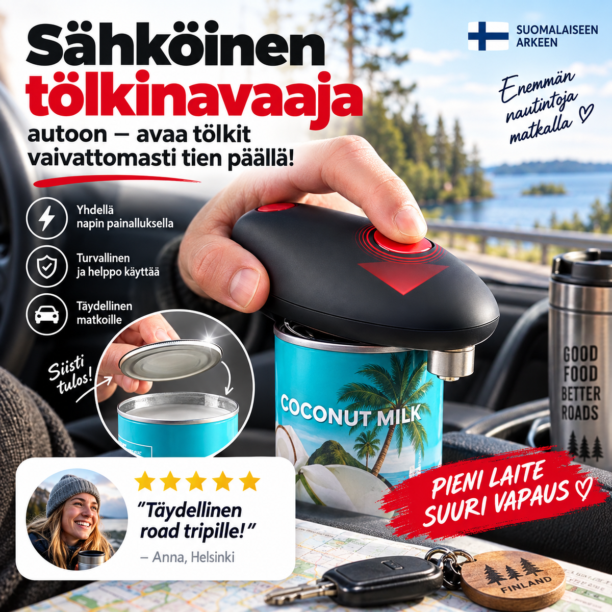 Sähköinen tölkinavaaja autoon – avaa tölkit vaivattomasti tien päällä!