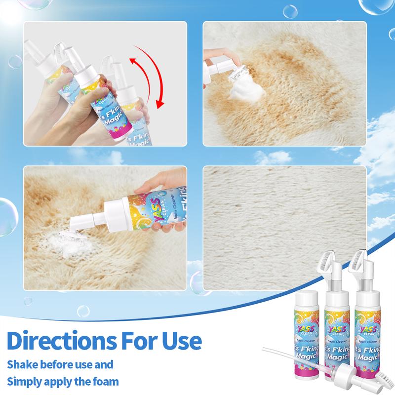 💖VIIMEINEN PÄIVÄ: OSTA 3, SAAT 1 ILMAISEKSI!!💖Yass Clean Magic -vaahtopuhdistusaine matoille ja verhoiluille – lemmikkien tahrojen ja hajujen poistoaine, mukana puhdistusharja🧼🪄