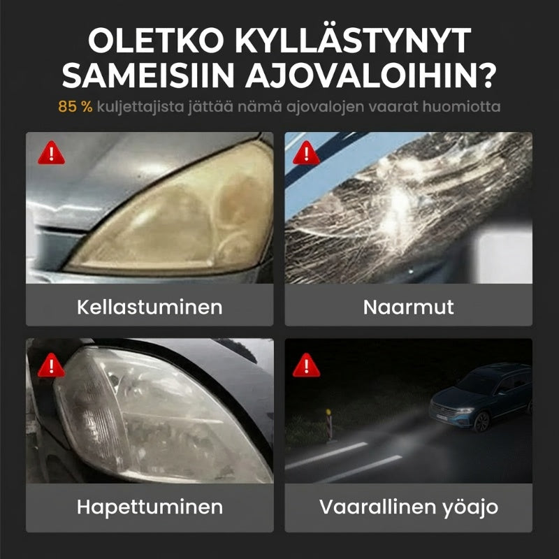 🔥 VIIMEINEN PÄIVÄ -50% ALE 🔥 180ml Ammattimainen Ajovalonpuhdistusaine Sienellä