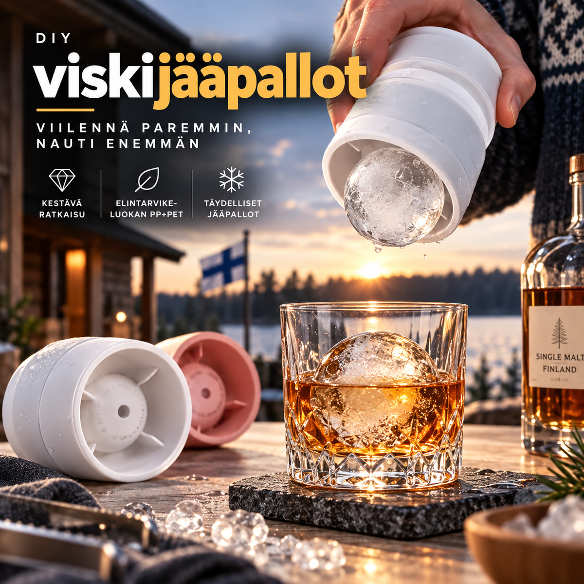 ❄️ DIY-viskijääpallot – hidas sulaminen, ei laimennettua makua!