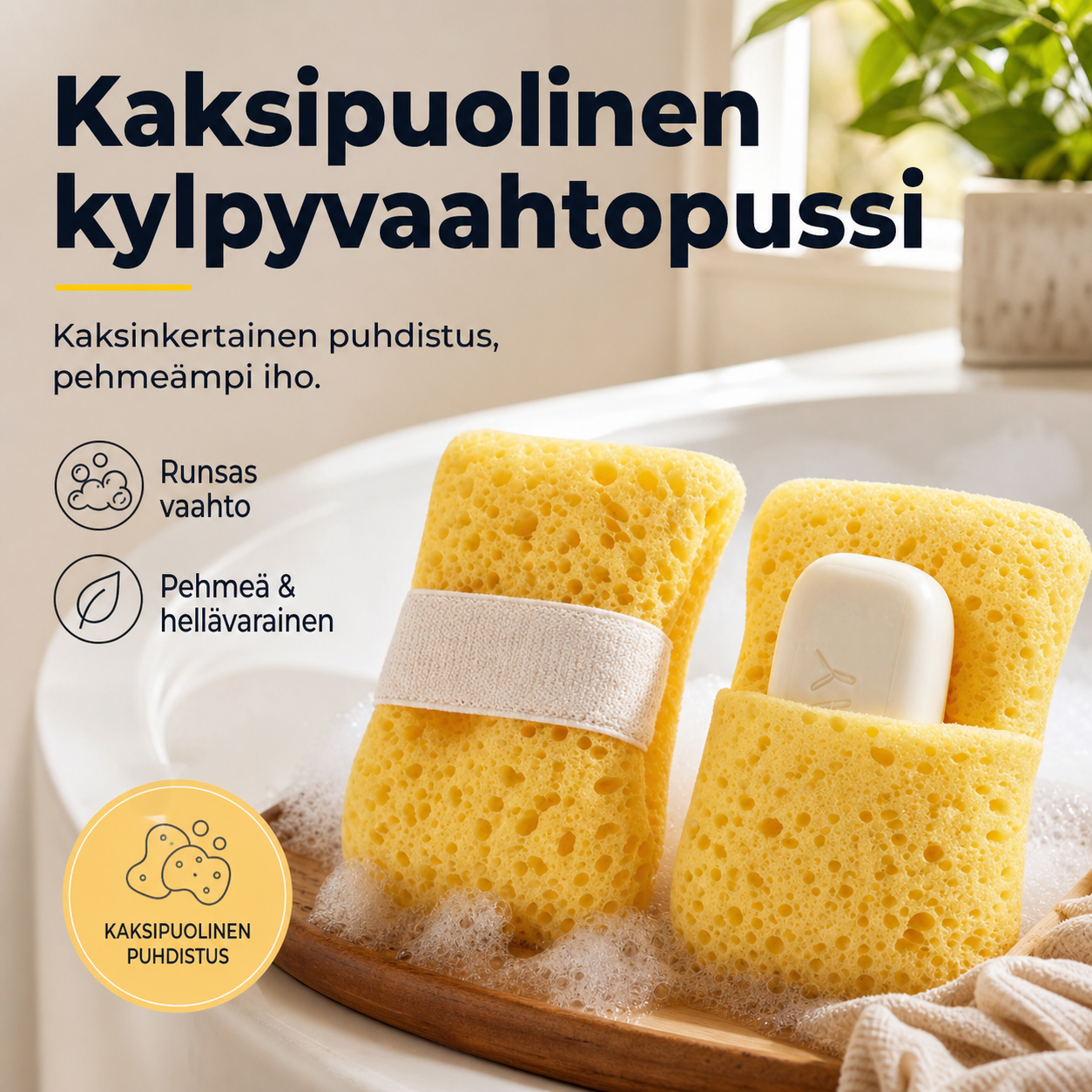 🌞Kesäalennus: -50 %🔥🧼Kaksipuolinen kylpyvaahtopussi🧽