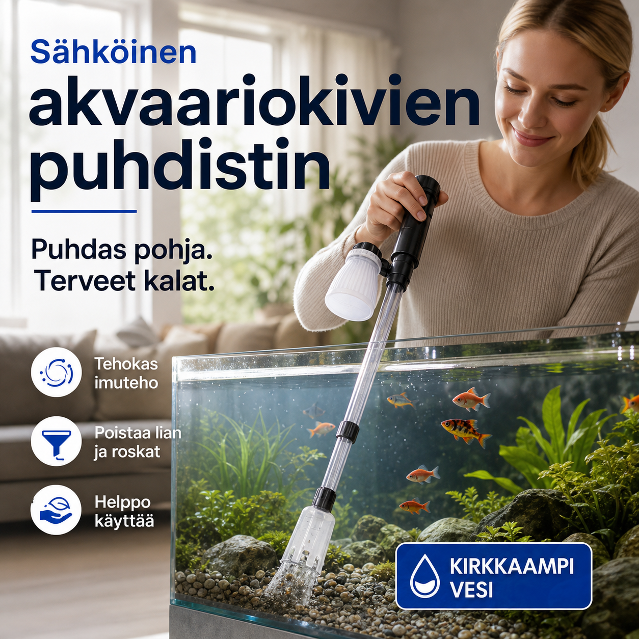 Sähköinen akvaariokivien puhdistin