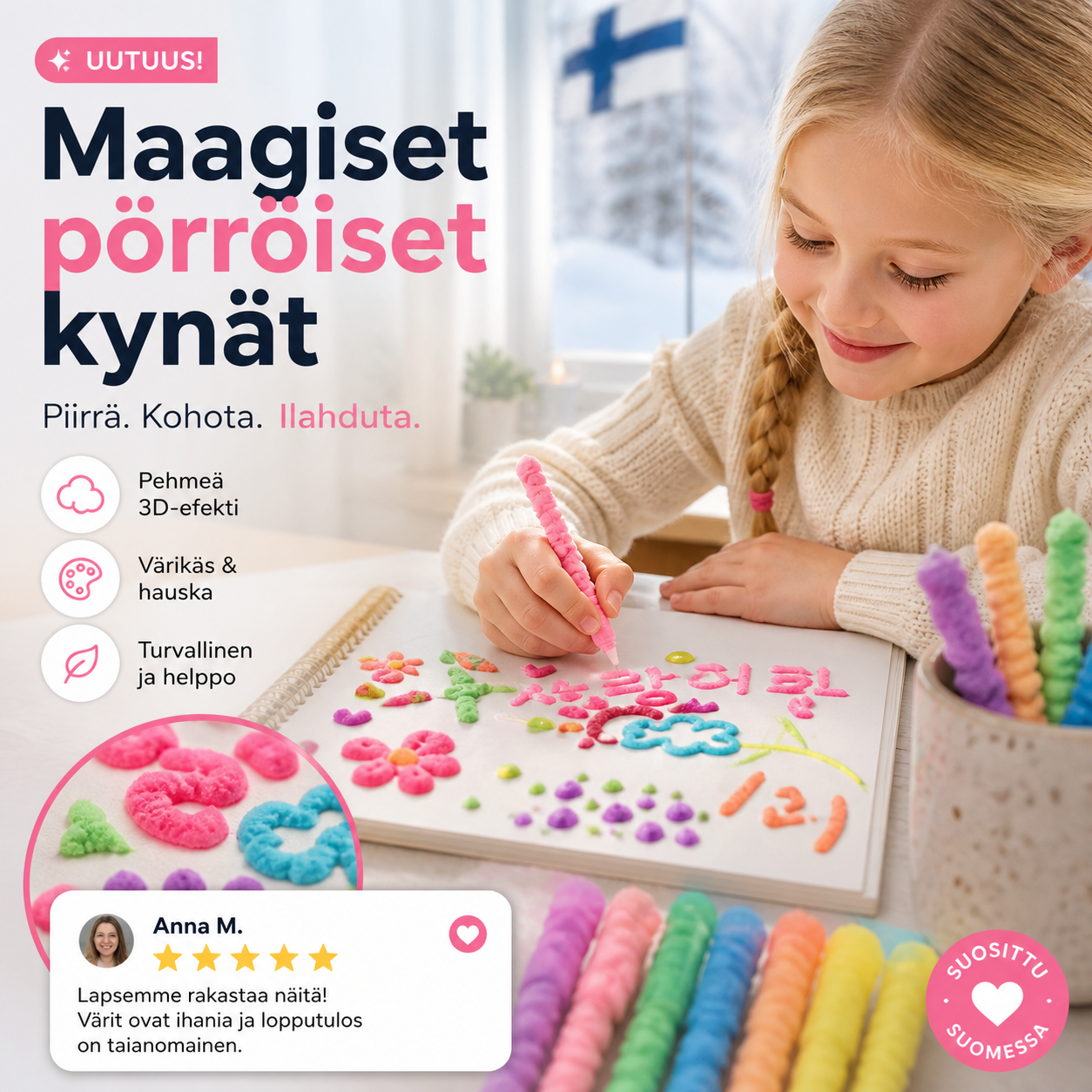 🎁 Maagiset pörröiset kynät – luo 3D-efektejä ja pörröisiä kuvia!
