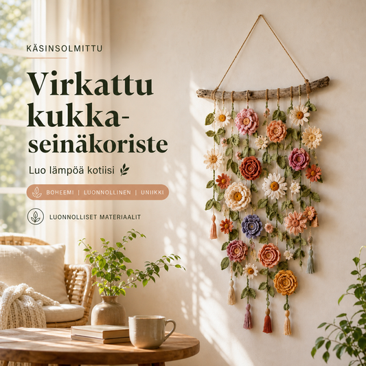 💗VIIMEINEN MYYNTIPÄIVÄ 50 % ALENNUS⚡YLI 50 000 KAPPALETTA MYYTY!!💮Virkattu kukka-seinäkoriste🖼️