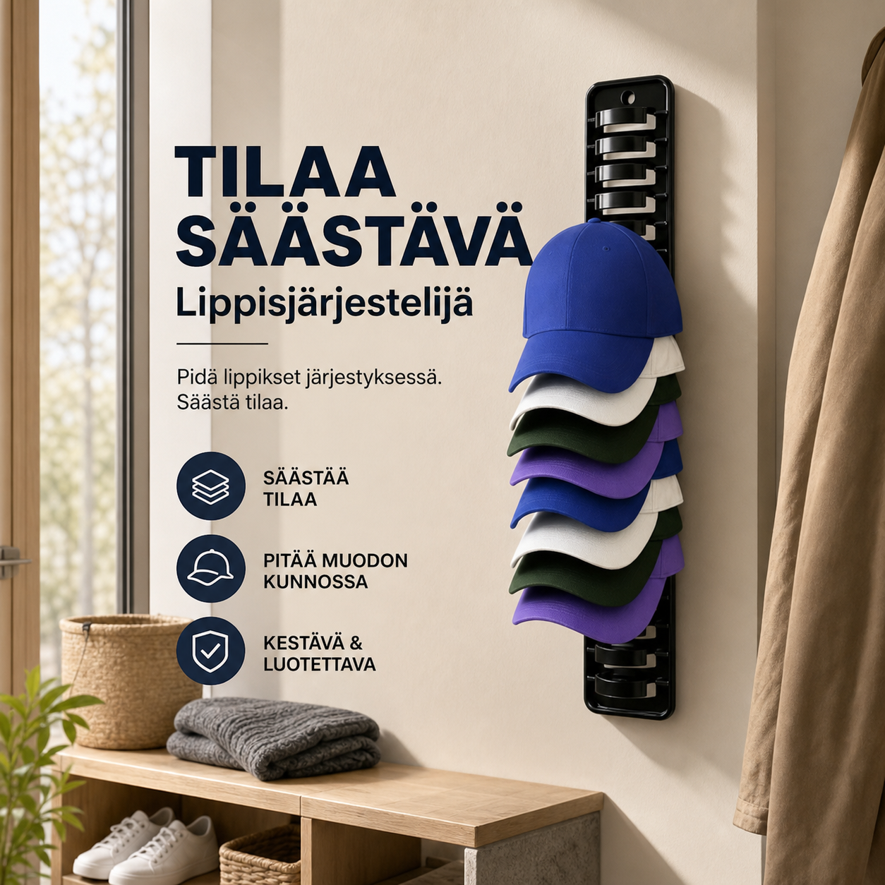 Tilaa säästävä hattujärjestelijä