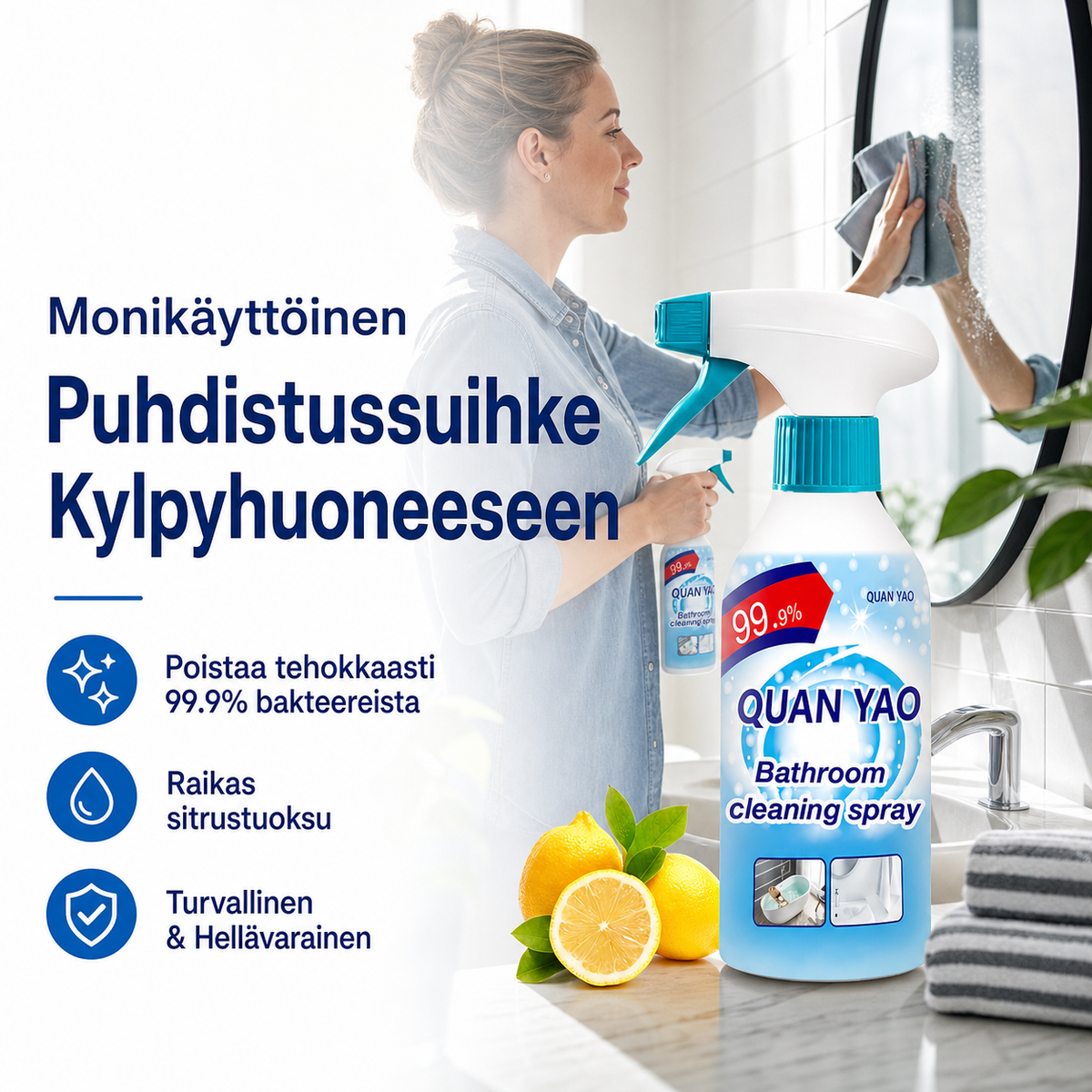 Uskomatonta tahranpoiston taikaa! - Monikäyttöinen Puhdistussuihke Kylpyhuoneeseen