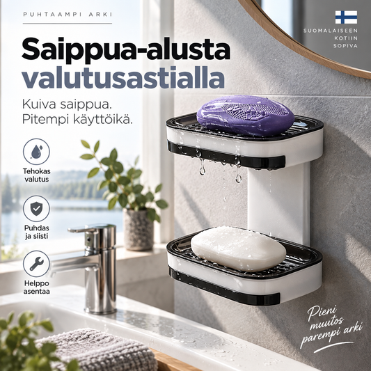 Saippua-alusta valutusastialla – pitää saippuan kuivana ja puhtaana!