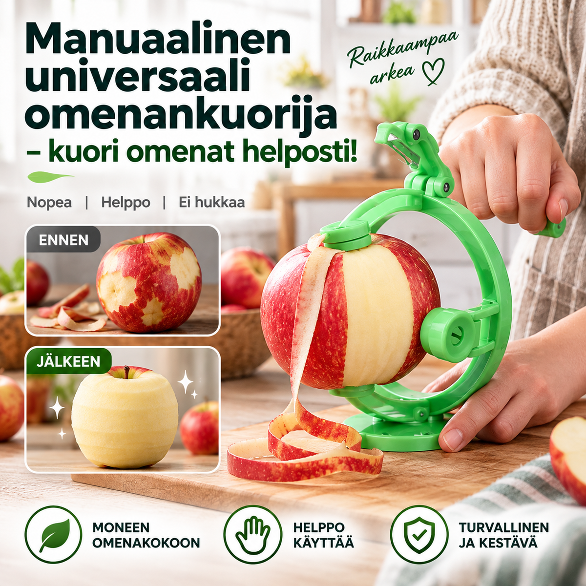⏳Aikarajoitettu 50% alennus! 💥 Manuaalinen universaali omenankuorija – kuori omenat helposti!