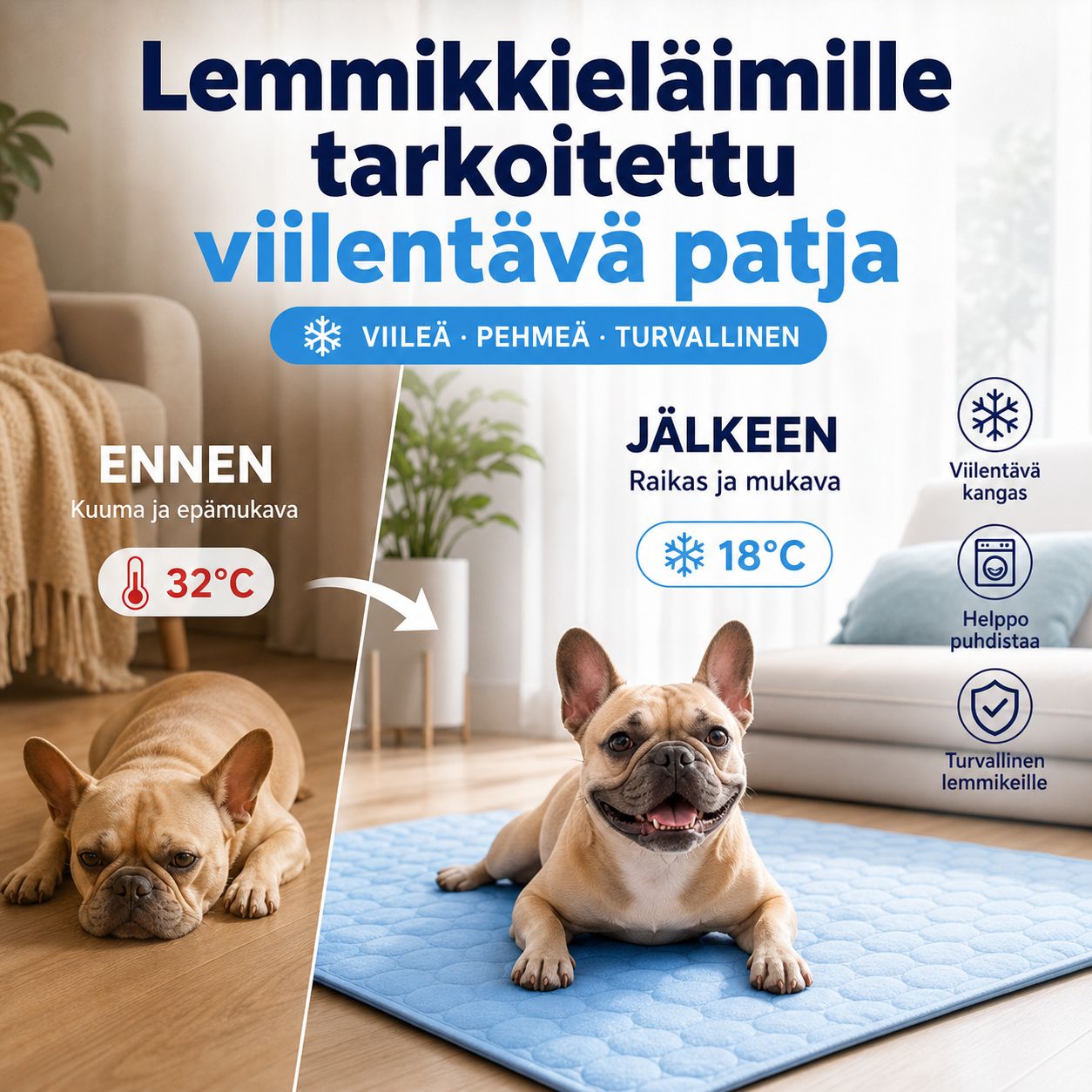 🐶 50 %:n alennus 🐱 Lemmikkieläimille tarkoitettu viilentävä patja, jossa on myrkytöntä viilentävää geeliä