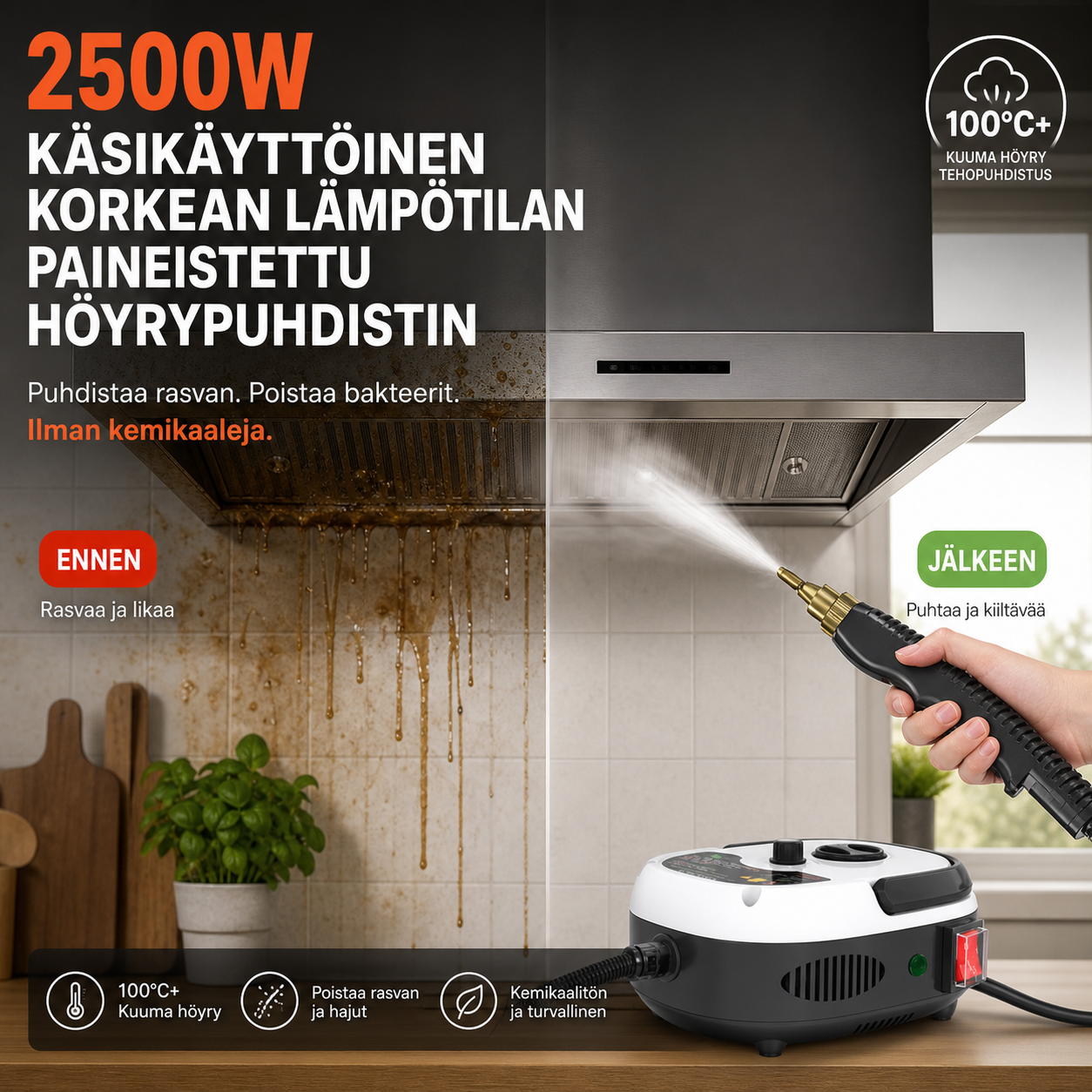 📢Rajoitettu aika 65% alennus🔥2500W käsikäyttöinen korkean lämpötilan paineistettu höyrypuhdistin