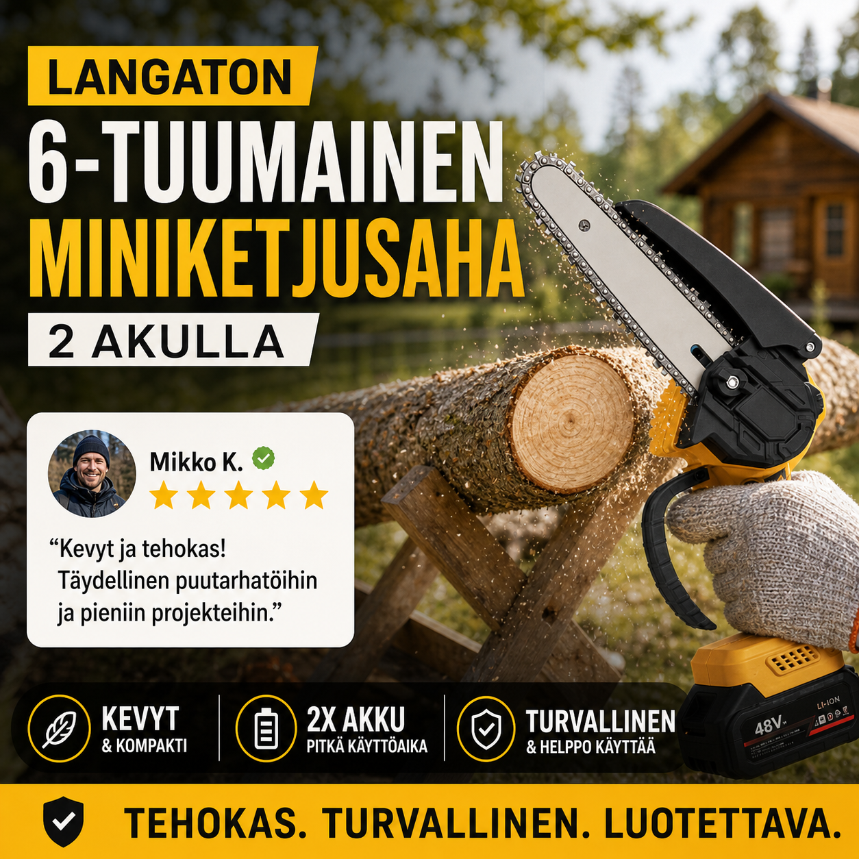 ⚡60 % alennus nyt! 🌳Langaton 6-tuumainen miniketjusaha 1 akulla🌲