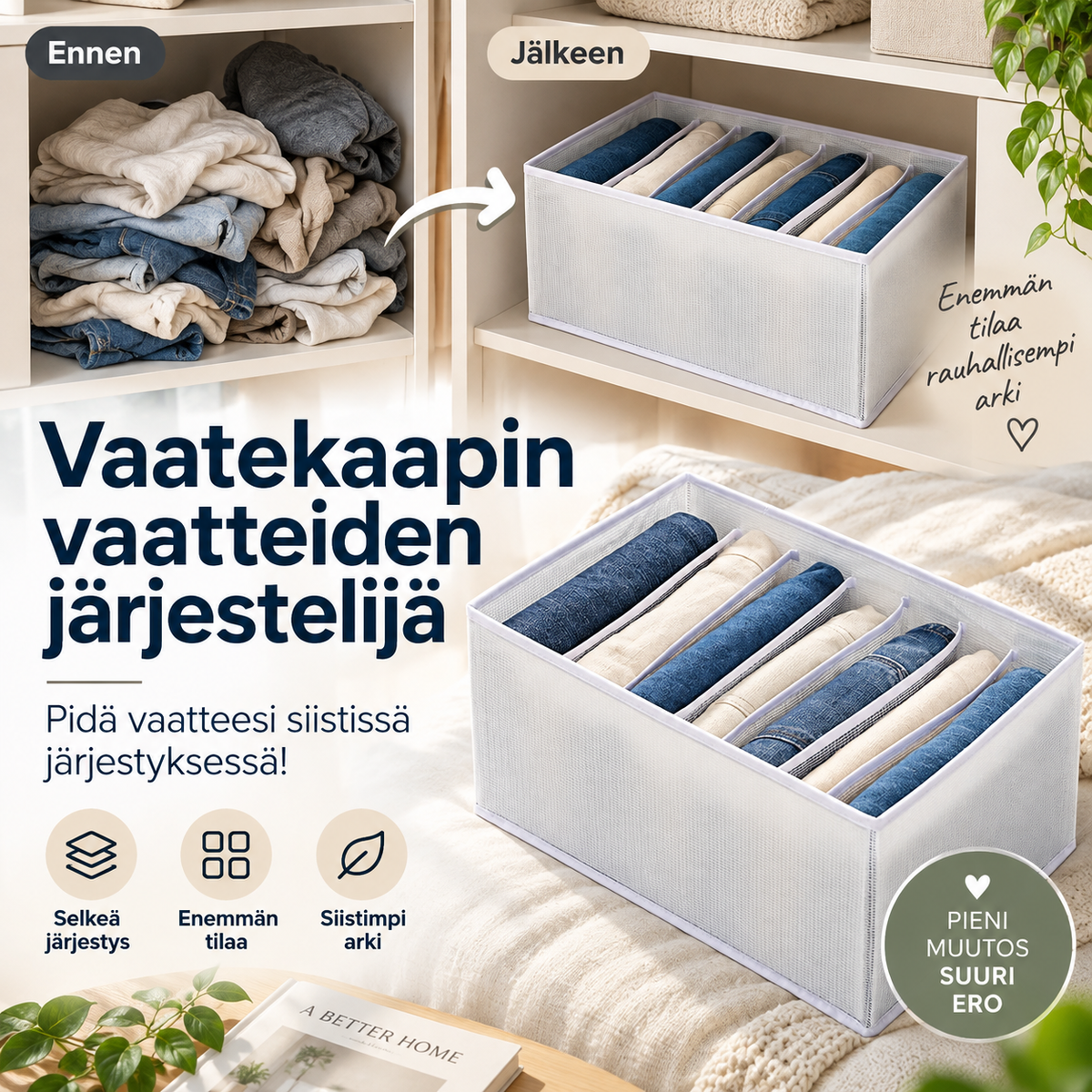 🔥2022 Uusi päivitetty versio🔥Vaatekaapin vaatteiden järjestelijä – pidä vaatteesi siistissä järjestyksessä!