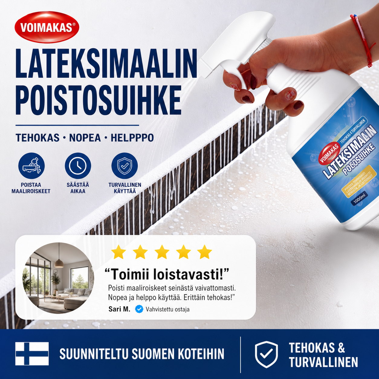 🔥 Lateksimaalinpoistosuihke – Ympäristöystävällinen entsyymikoostumus tarkalla suihkutoiminnolla – Ihanteellinen puun, metallin, muovin ja useiden pintojen puhdistukseen 🎨🧽