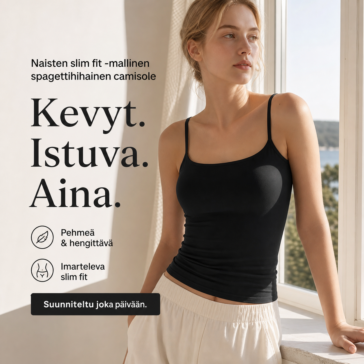 Naisten slim fit -mallinen spagettihihainen camisole