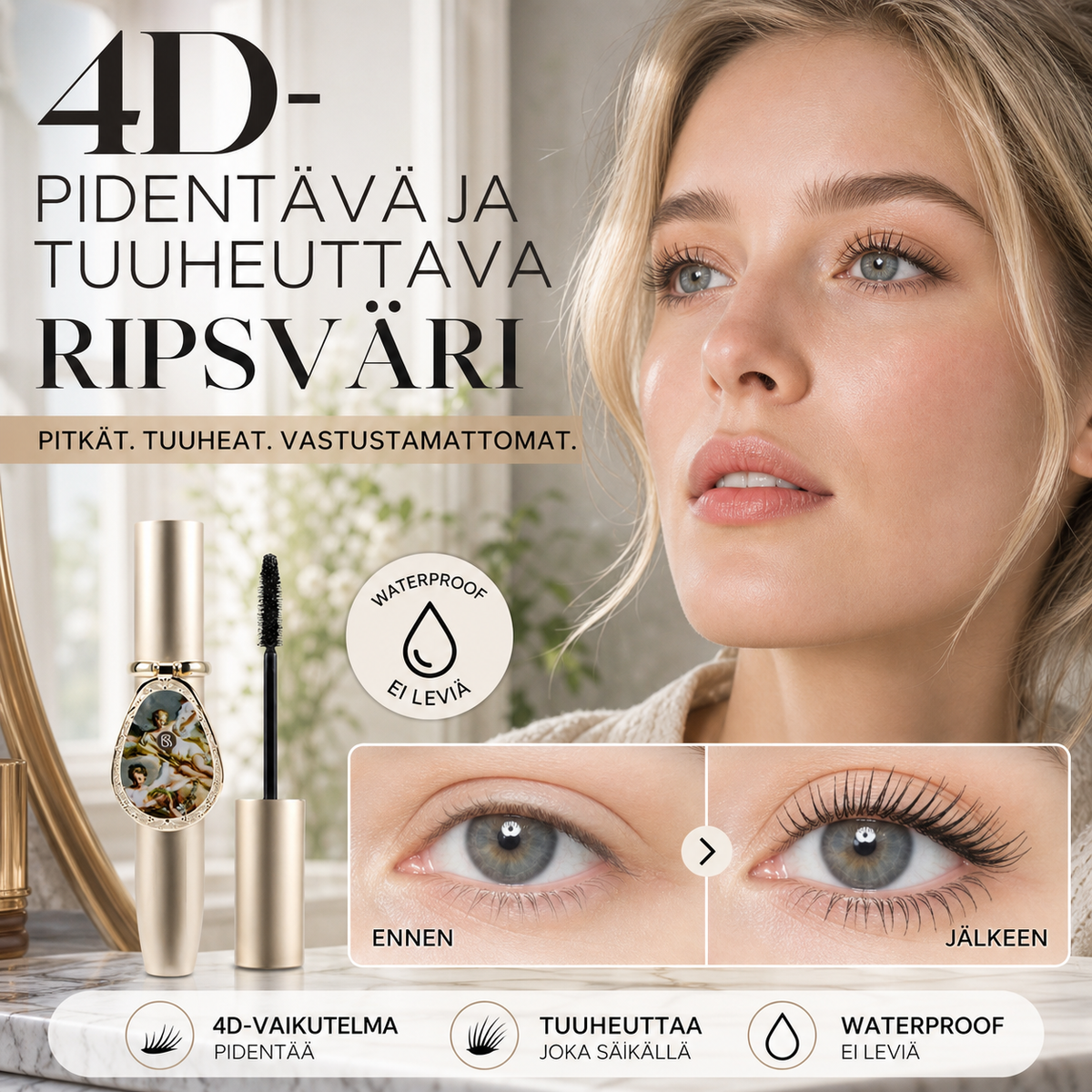 🎁 Yllätystarjous -50 %! ✨️ Bloggaajien suosikki! 👱‍♀️ Suurenna silmiä ja palauta kauneus! 4D-pidentävä ja tuuheuttava ripsiväri