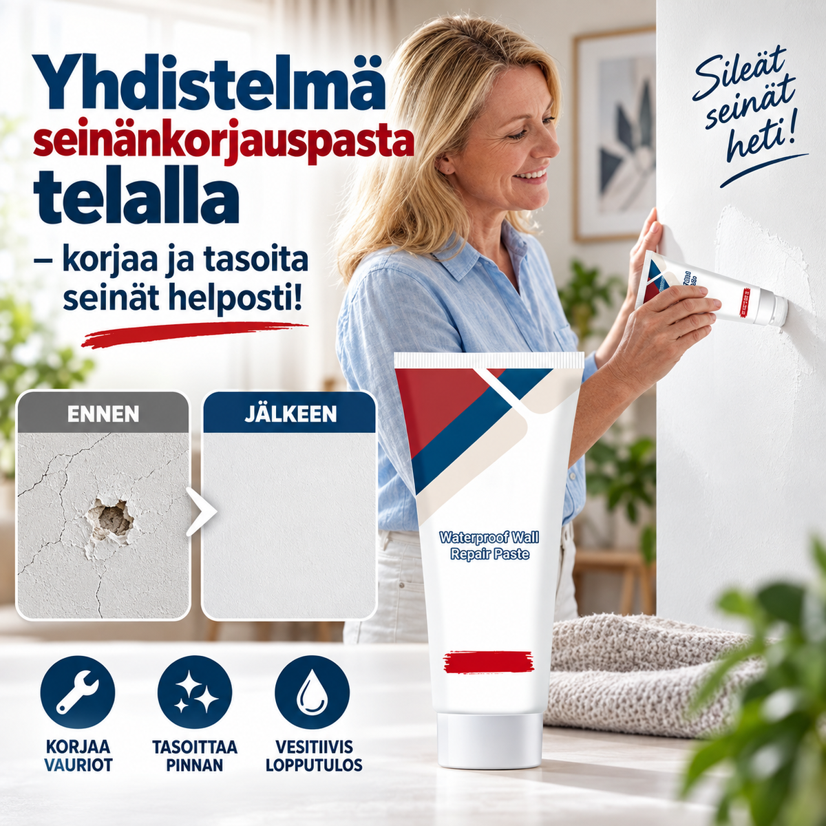 Yhdistelmä seinänkorjauspasta telalla – korjaa ja tasoita seinät helposti!