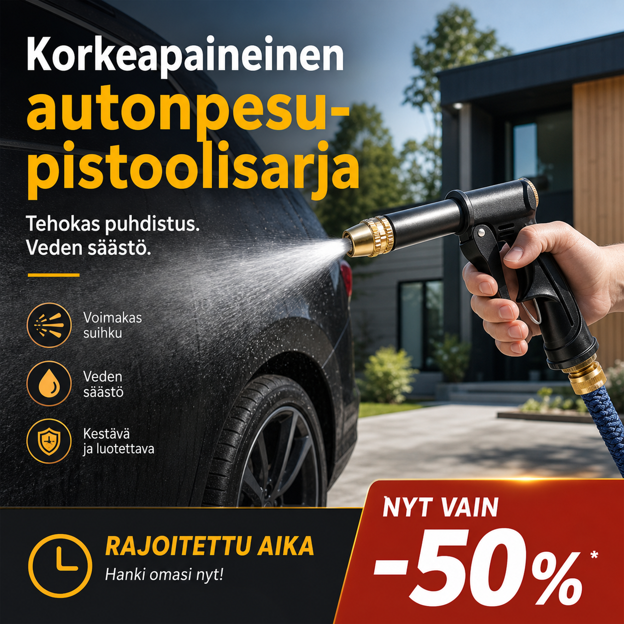 📢📢50 %:n alennus!! ⏰Korkeapaineinen autonpesupistoolisarja