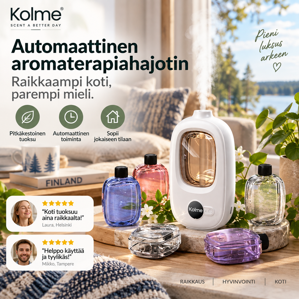Automaattinen aromaterapiahajotin – raikas tuoksu kotiisi ilman vaivaa!