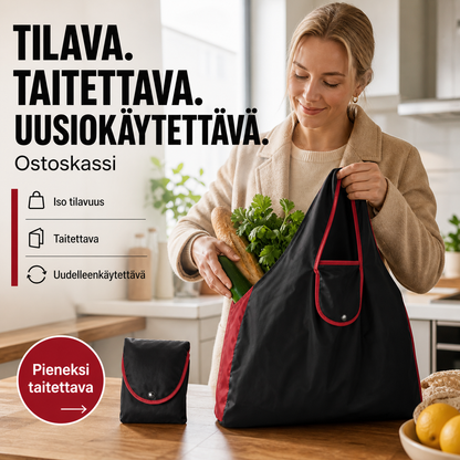 Ison tilavuuden taitettava uudelleenkäytettävä ostoskassi