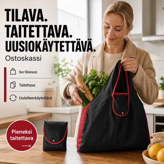 Ison tilavuuden taitettava uudelleenkäytettävä ostoskassi
