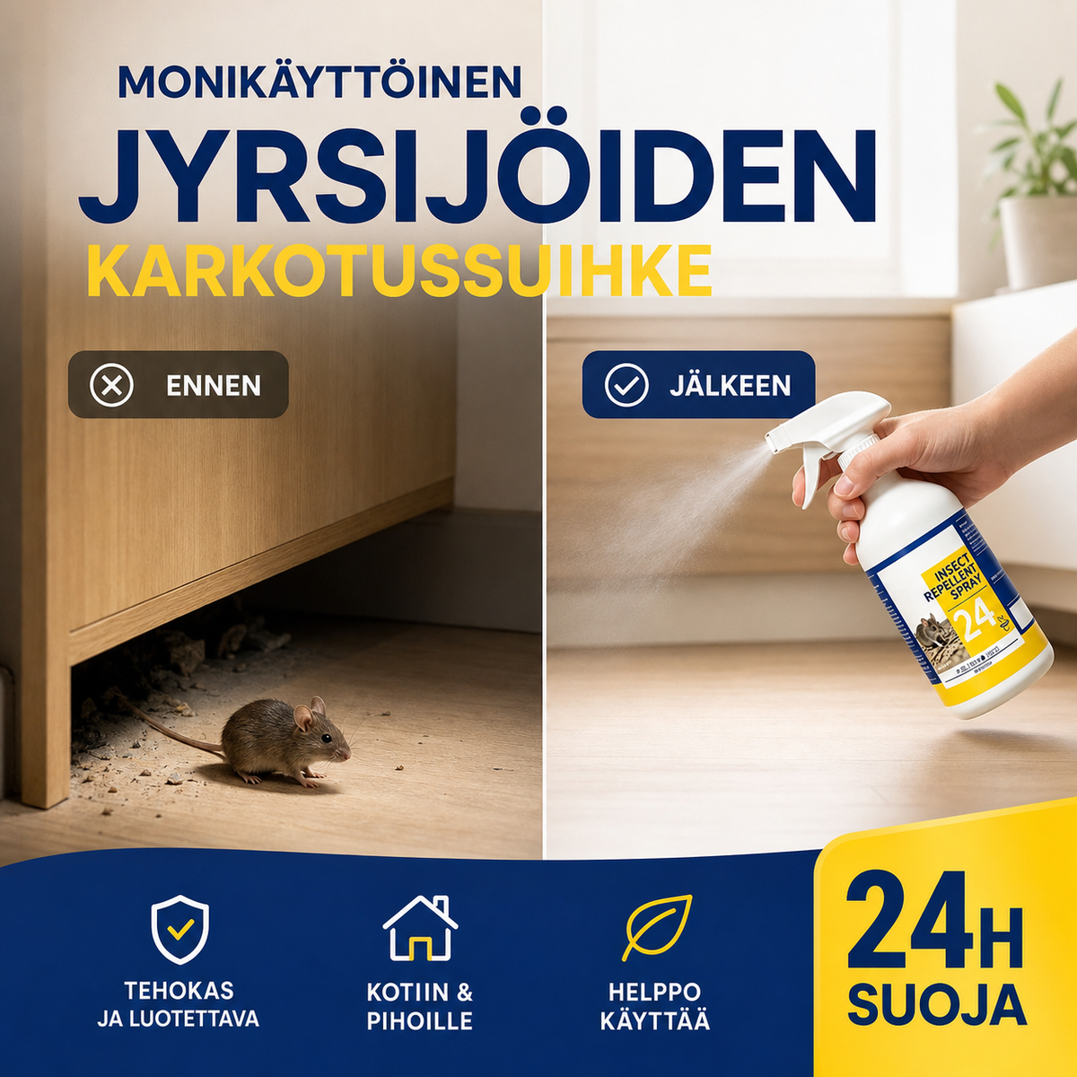 Monikäyttöinen jyrsijöiden karkotussuihke