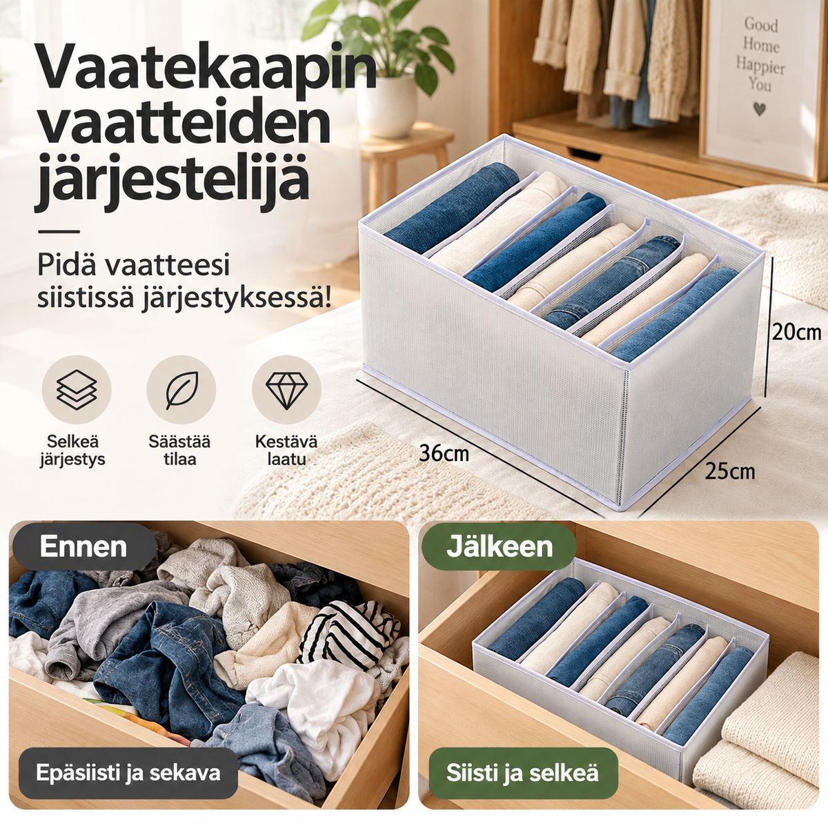 🔥2022 Uusi päivitetty versio🔥Vaatekaapin vaatteiden järjestelijä – pidä vaatteesi siistissä järjestyksessä!