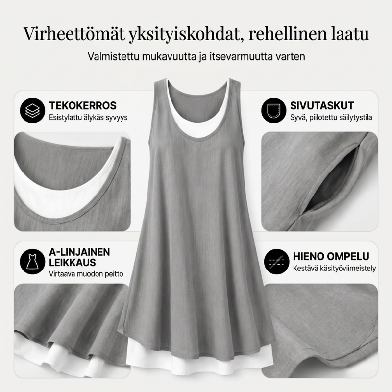 ⏰Alennusmyynnin viimeinen päivä: 50 %:n alennus 💃Rento ja väljä, hihaton kaksiosainen olkaimeton mekko naisille