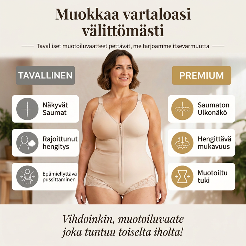 🔥NYT 50 % ALENNUS!🔥 Vatsaa muotoileva bodysuit – vyötärön muotoilu, pakaroiden kohotus ja voimakas kompressio, vartaloa imarteleva, saatavana myös suurissa kooissa